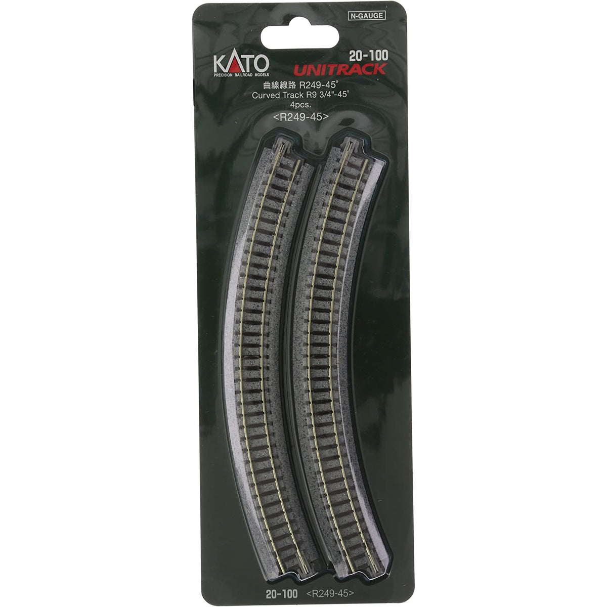 Kato 20-100 249mm (9 3/4") Radius 45 Curve Track [4 pcs]  N Scale