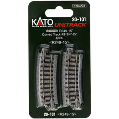 Kato 20-101 249mm (9 3/4") Radius 15 Curve Track [4 pcs]  N Scale