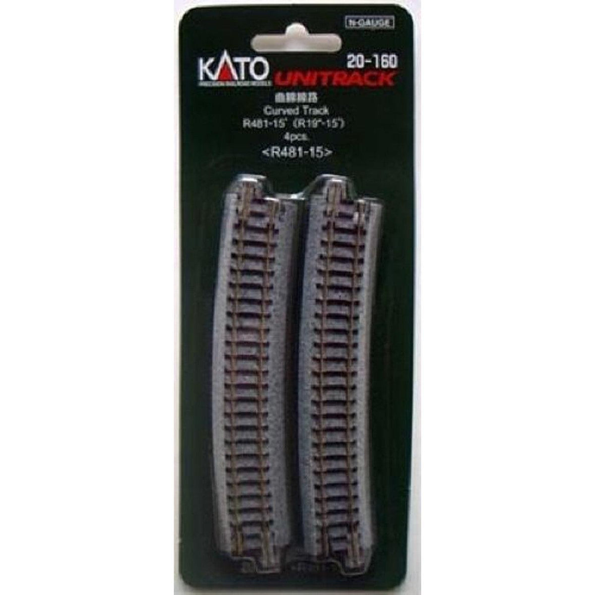 Kato 20-160 481mm (19") Radius 15 Curve Track [4 pcs]  N Scale