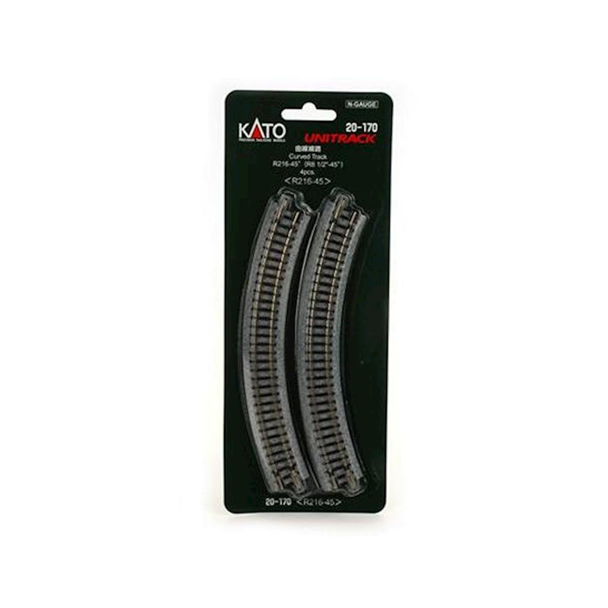 Kato 20-170 216mm (8 9/16") Radius 45 Curve Track [4 pcs]