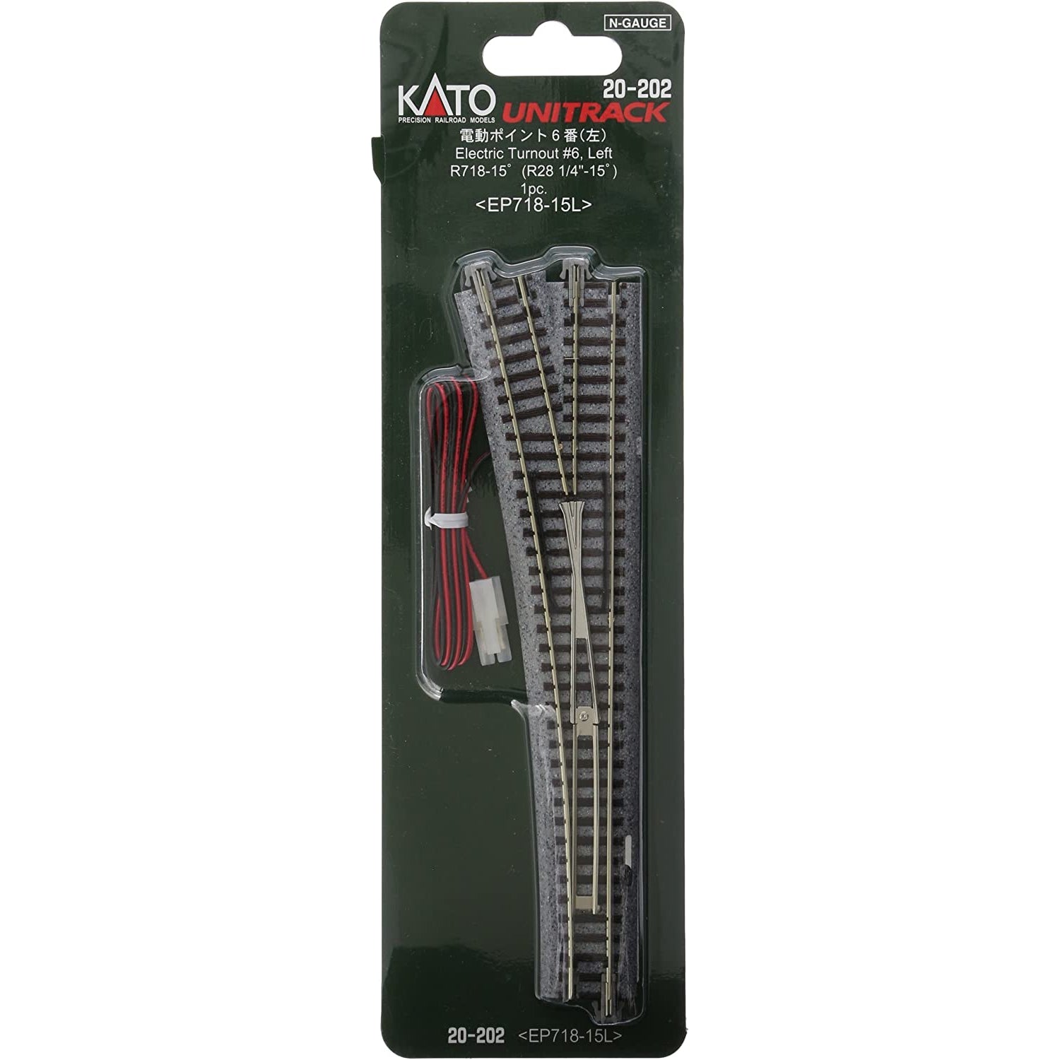Kato 20-202 - #6 Left Turnout with 718mm (28 1/4) Radius Curve - N Kato 20-202 - #6 Left Turnout with 718mm (28 1/4) Radius Curve - N