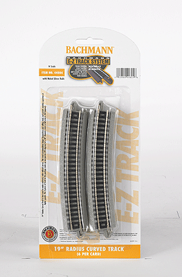 Bachmann 44804 - N Scale Curved Track w/Nickel Silver Rail & Gray Roadbed - E-Z Track(R) -- 19" Radius pkg(6)