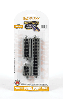 Bachmann 44829 - N Scale Straight Track w/Nickel Silver Rail & Gray Roadbed - E-Z Track(R) -- Assorted Short Sections pkg(6)