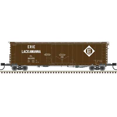 Atlas 50005692 - N Scale 50' GA RBL Plug-Door Boxcar - Ready to Run - Master(R) -- Erie Lackawanna 68304 (Boxcar Red, white)
