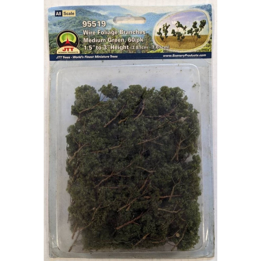 JTT 95519 - Wire Foliage Branches Medium Green, 60pk