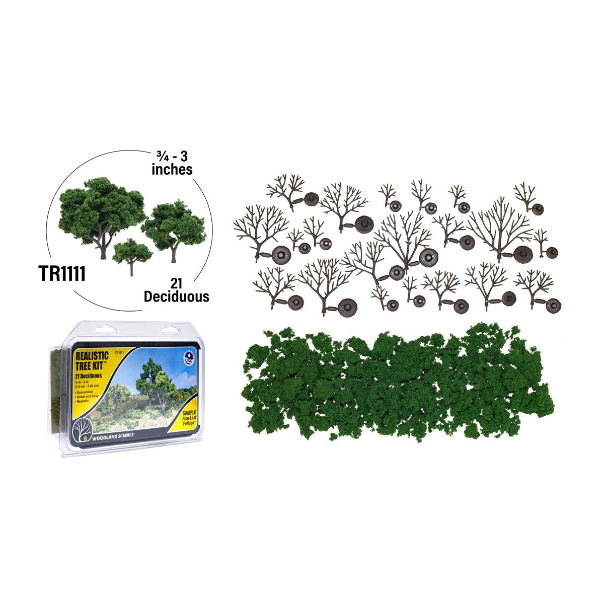 Woodland Scenics - Medium Green Realistic Tree Kits from 3/4" to 3"