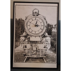 Train Clock 19" x 13"- Design by Artist Matthew M. Gray